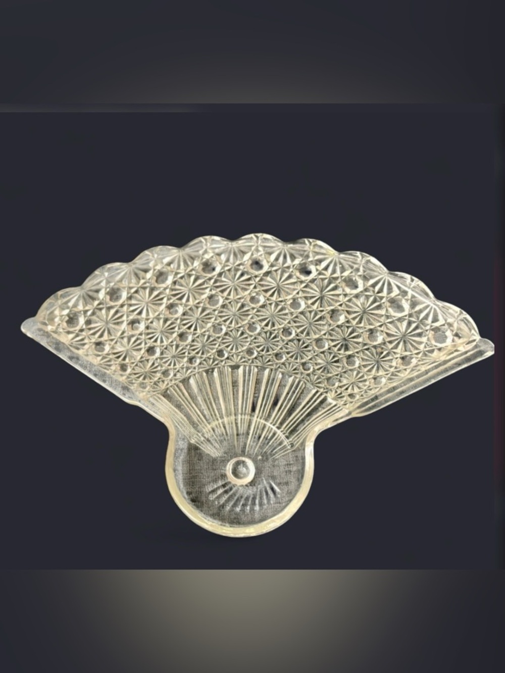 Vintage Anchor Hocking Fan-Shaped Pressed Glass Dish / Serving